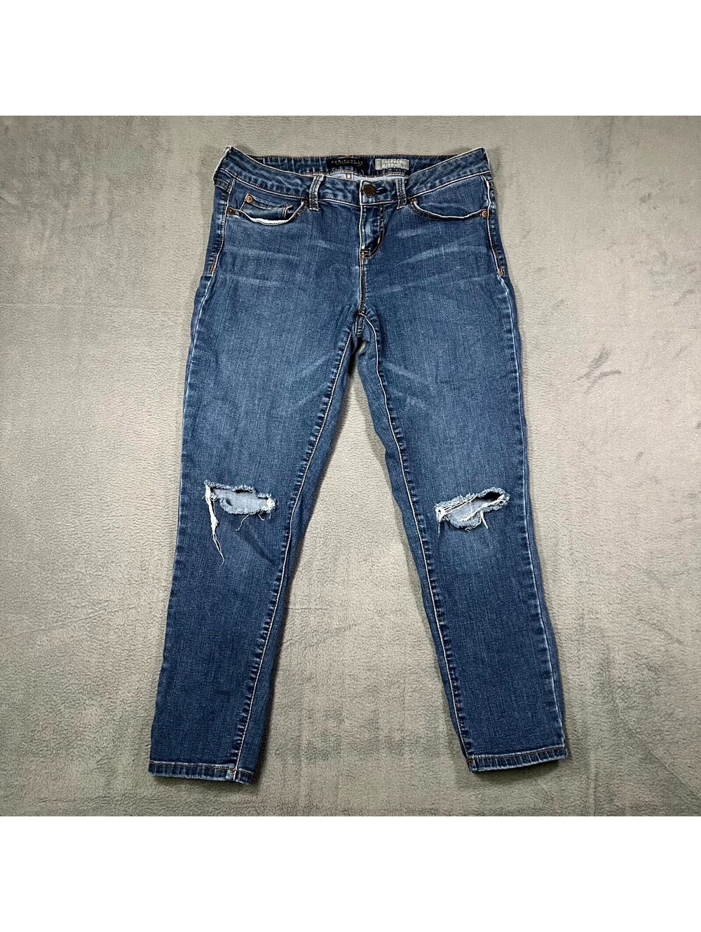 Aeropostale Jeans Blue Womens 8 Cropped Jegging Denim Distressed Skinny Zip Fly